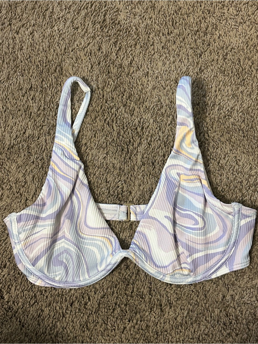 Purple Swirl Ribbed Bikini Top